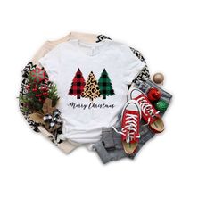 merry christmas leopard tree shirt, christmas shirt, women holiday shirt, buffalo plaid christmas trees shirt, christmas