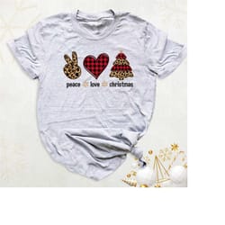 peace love christmas shirt, leopard christmas tree shirt, ladies christmas shirt, christmas shirt, christmas holiday shi