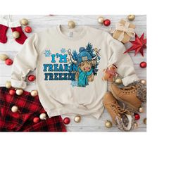 i'm freaking freezing sweatshirt,funny christmas tee,highland cow sweatshirt,womens winter shirt,family christmas gift,f