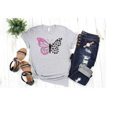 butterfly t-shirt, cute butterfly t-shirt, butterfly lover shirt, leopard printed butterfly t-shirt, pretty butterfly t-