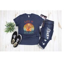 retro life is golden shirt, golden retriever apparel, retriever puppy tee, animal lover shirt, golden mom tee, golden da