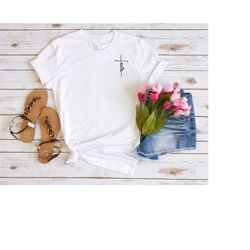 pocket faith shirt, christian shirt, religious shirt, church shirt, minimalist faith cross t-shirt, jesus tee, walk by f