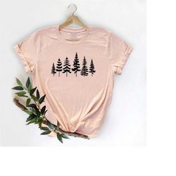 pine trees shirt, tent forest camper tee, nature lover gift, adventure shirt, hiking buddies tee, outdoor t-shirt, wild