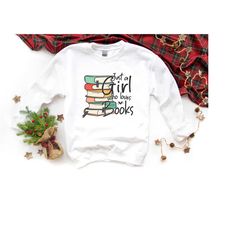 just a girl who loves books hoodie, bookworm crewneck, positive vibes sweat, positive sweatshirt, librarian sweater, boo
