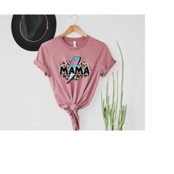 leopard mama thunderbolt shirt, mom tshirt, gift for mom, mother's day, momlife tee, leopard printing shirt, mama tshirt