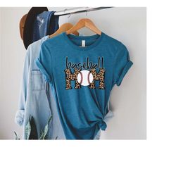 baseball mom tshirt, mother's day tshirts, cute mama tee, leopard printed, gift for women, sports mom shirts, family bas
