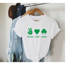 peace love irish st. patrick's day shirt, shamrock t-shirt, irish tee, four leaf clover, patrick's day, irish shirt, sai