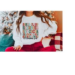 santa claus, reindeer, hot cocoa, christmas lights, holiday movie sweatshirt, christmas hoodie, christmas party, christm