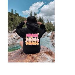 retro nurse hoodie, registered nurse, gift for nurse, nurse life, nursing school grad, nurse sweatshirt, happy nurse day