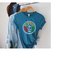 juneteenth freedom since (white), black woman gifts, blm, black history tshirts, juneteenth 1865 tee, afro woman shirt,