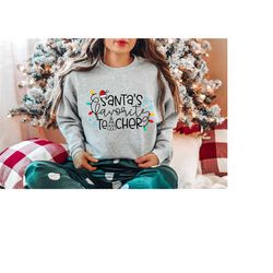 santa's favorite teacher hoodie, christmas sweatshirt, funny christmas party, christmas gift, merry christmas, santa cla