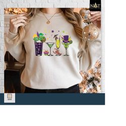 mardi gras drink sweatshirt,mardi gras drinking party sweatshirt,wine mardi gras beads shirt,fat tuesday wine sweatshirt