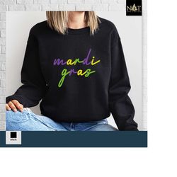 retro mardi gras sweatshirt, mardi gras shirt, cute mardi gras long sleeve shirt, louisiana parade krewe ,new orleans sw