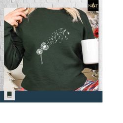 dandelion with birds long sleeve shirt ,dandelion sweatshirt, dandelion flower long sleeve shirt, bird shirt,wild flower