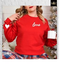 love heart sweatshirt, valentine's sweatshirt, heart arm patches, cute valentine's sweater, teacher valentine's,mom vale