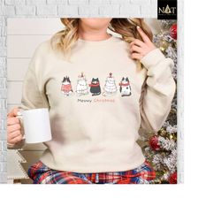 cats christmas sweatshirt, meowy christmas sweatshirt, christmas cats shirt, cat mom sweater,cats sweatshirt,cat lover c