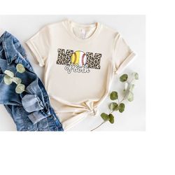 softball and baseball mom shirt, mom of both sports shirt, softball mama t-shirt, baseball mom tee, cheetah print baseba
