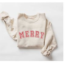 merry christmas sweater, christmas crewneck, merry sweatshirt, retro holiday shirts, christmas gifts for women
