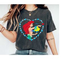 princess ariel and flounder heart shirt, the little mermaid t-shirt, valentine's day tee, disney family vacation, disney