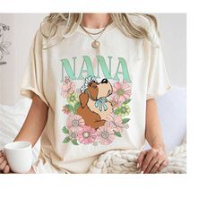 retro nana dog floral shirt, peter pan t-shirt, disney dogs tee, family vacation, disneyland trip gift for dog lover
