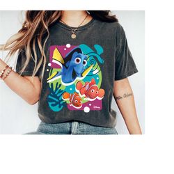marlin nemo and dory colorful shirt, finding nemo t-shirt, finding dory tee, disney family vacation, disneyland trip