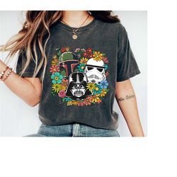 vintage star wars shirt, star wars floral t-shirt, darth vader, stormtrooper, boba fett shirt, family vacation, disneyla