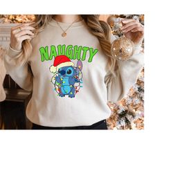 christmas naughty stitch shirt, lilo & stitch t-shirt, very merry christmas, disney xmas outfit, disneyland trip