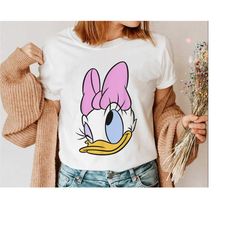 daisy duck big face winking bow shirt, mickey and friends t-shirt, disney family vacation, disneyland trip