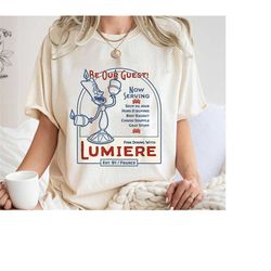lumiere be our guest menu shirt, beauty and the beast t-shirt, disney princess, magic kingdom, family vacation, disneyla