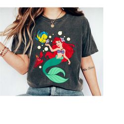 ariel flounder sebastian bubbles shirt, the little mermaid t-shirt, disney princess tee, family vacation, disneyland tri