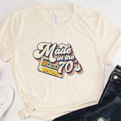 made in the 70's retro tshirt, 70's cassette retro t-shirt, 70's girl tee, 70s boy t-shirt, retro birthday gift, 70's bi