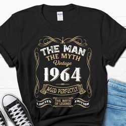 the man the myth vintage 1964 aged perfectly shirt, gift for grandpa, 60th birthday men's shirt, retro 1964 shirt for hi