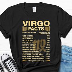 Virgo Facts Birthday Gift Funny T-shirt, Zodiac Sign Virgo Facts Humor Tee for Women, Virgo Girl Personality B-day Prese