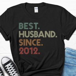 12th Wedding Anniversary Gift for Husband, Best Husband since 2012 Shirt, 12 Year Wedding Anniversary Tee for Him, Marri
