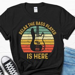 husband bass player men's shirt, bass guitar gift for him, dad guitar owner t-shirt, grandpa guitar lover tee for men, f