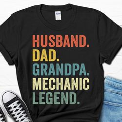 husband dad grandpa mechanic legend tee for men, auto engineer men's shirt, car lover t-shirt for him, funny car mechani