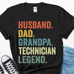 husband dad grandpa technician legend tee for men, construction gifts from wife, funny contractor men's t-shirt, mechani