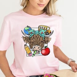 highland cow teacher shirt, cow teacher shirt, teacher shirt, back to school shirt, kindergarten tee, teacher cow shirt,