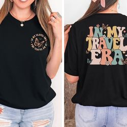 in my travel era shirt, cute travel shirt, cute butterfly, retro groovy tee, girls trip shirt, airplane tee, travel gift