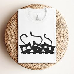 cat shirt for women, cute cat shirt, black cat shirt, cat peeking shirt, womens funny shirt, gifts for cats lover, cat m