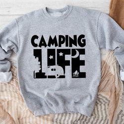 camping life sweatshirt, happy camper sweatshirt, nature lover gift, campfire sweatshirt, camping lover, gift for camper