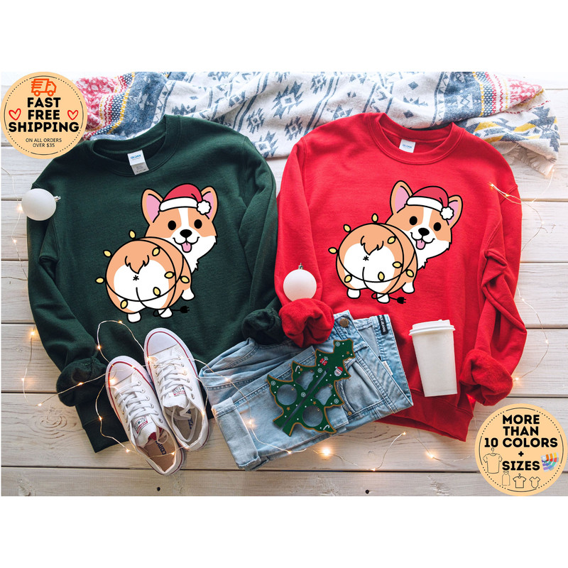 Christmas Corgi Sweatshirt, Cute Christmas sweater, Corgi Mom Shirt, Corgi Crewneck, Corgi Lover Hoodie, Cute Animal Sweatshirt, Corgi Tee.jpg