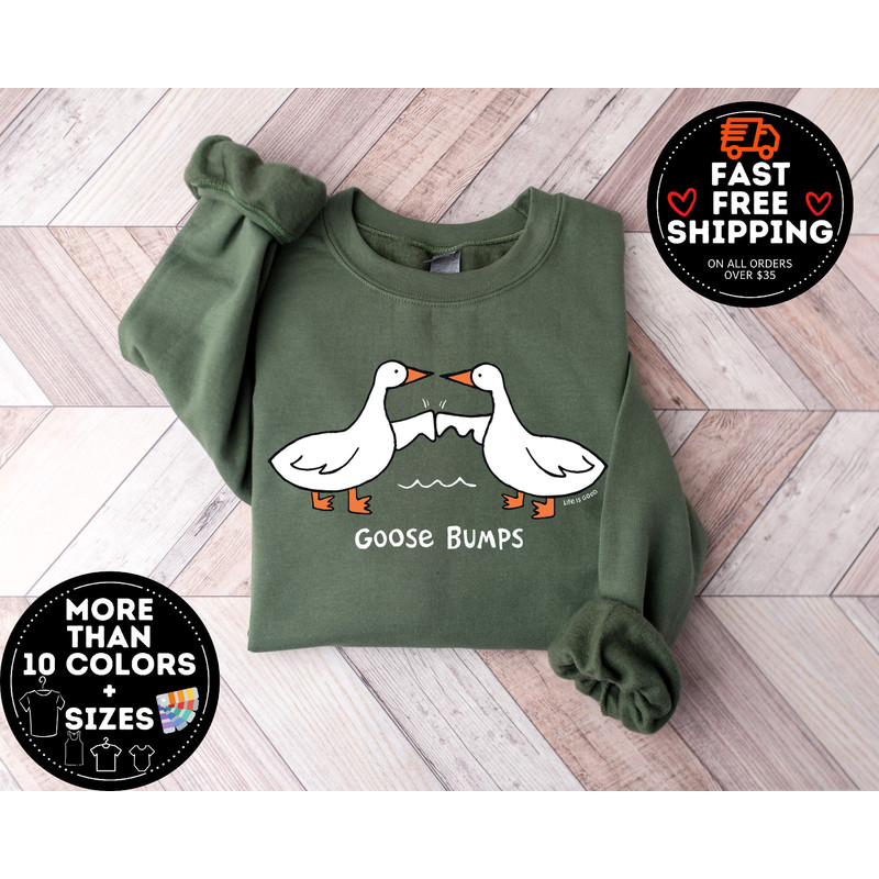 Goose Bump Sweatshirt, Silly Goose Sweatshirt, Greetings Sweater, Christmas Couple Tee, Gift for Goose Lover, Cute Goose Shirt, Xmas Sweater.jpg