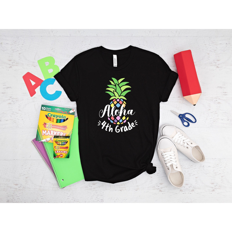 Aloha 4th Grade Shirt, Pineapple School Shirt, Hello 4th Grade Shirt, Back To School Shirt, Fourth Grade Shirt, 4th Grade Teacher Shirt.jpg