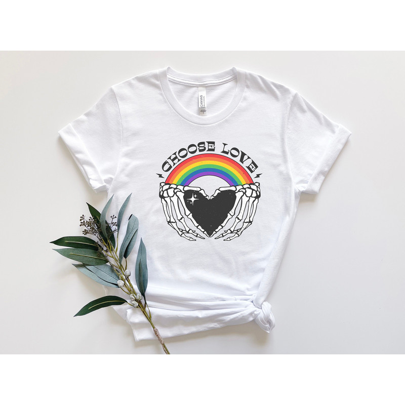 Choose Love Shirt, Pride Rainbow Shirt, LGBTQ Shirt, Gay Shirt, Lesbian Shirt, Pride Heart, Pride Skeleton Hands, Bisexual Shirt, Pride Gift.jpg