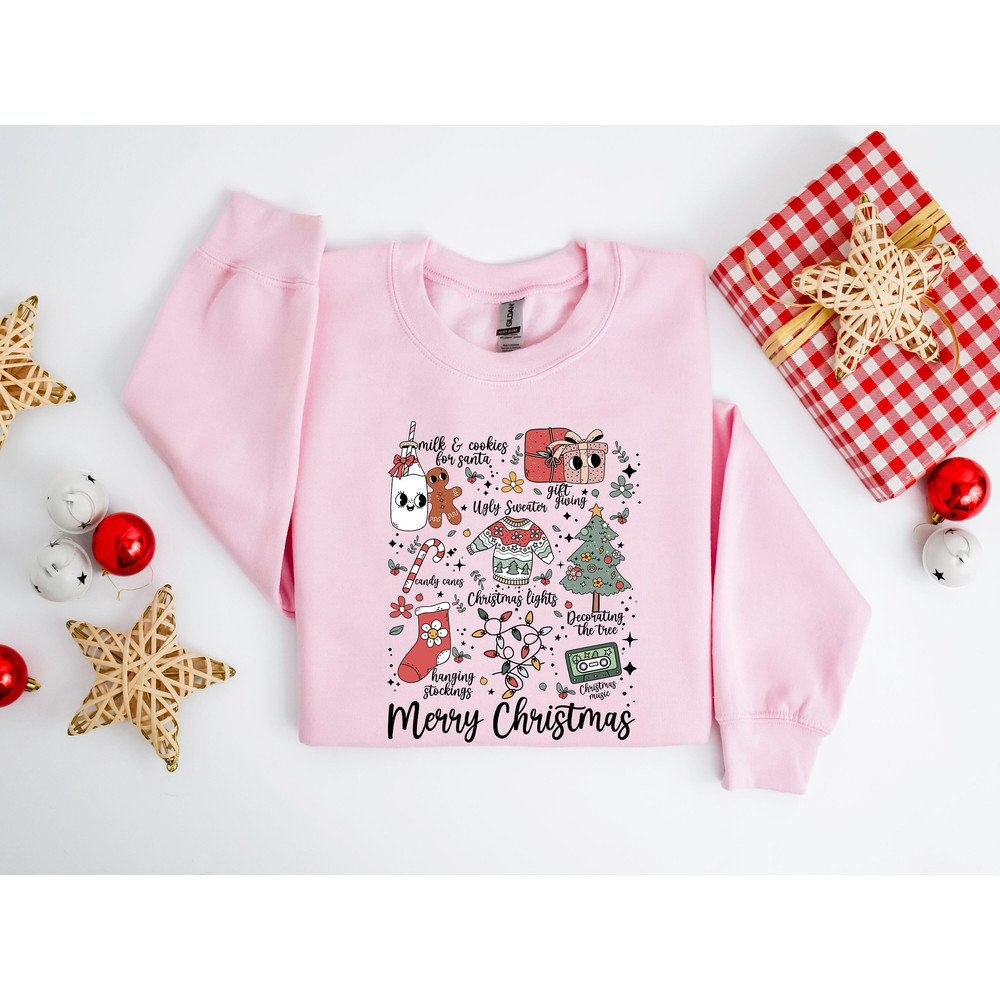 Christmas Doodle Sweatshirt, Little Things favorite Doodles, Merry Christmas Sweater, Women Christmas Sweater, Candy Canes Christmas Lights.jpg