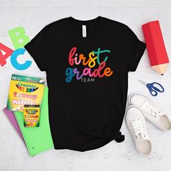 first grade team shirt, back to school shirt, hello first grade rainbow shirt, first grade shirt, first grade teacher sh