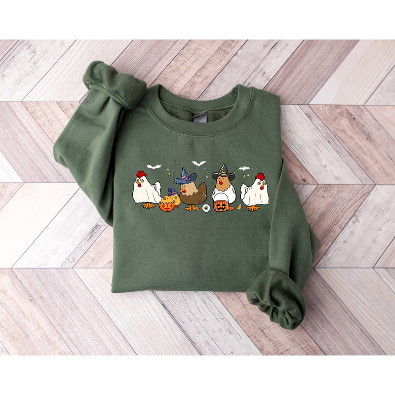 Halloween Chicken Sweatshirt, Halloween Ghost Chicken Shirt, Cute Halloween Shirt, Halloween Sweatshirt, Spooky Season Shirt, Halloween Gift.jpg