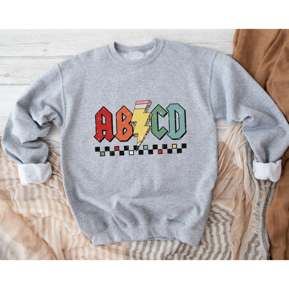 Abcd Teacher Sweatshirt, Kindergarten Teacher Sweatshirts, Retro Abcd Teacher Hoodie, Back To School Sweatshirts, Gifts For New Teacher.jpg