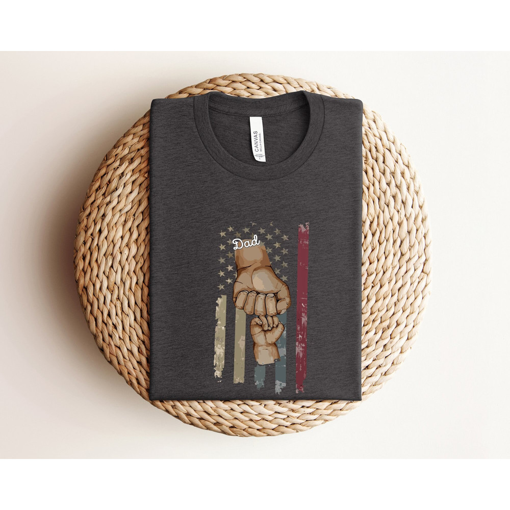 American Dad Shirt, Father Raised Fist Bump Shirt, Father's Day Gift, Best Dad Ever Shirt, USA Daddy Shirt, Patriotic Shirt, American Shirt.jpg